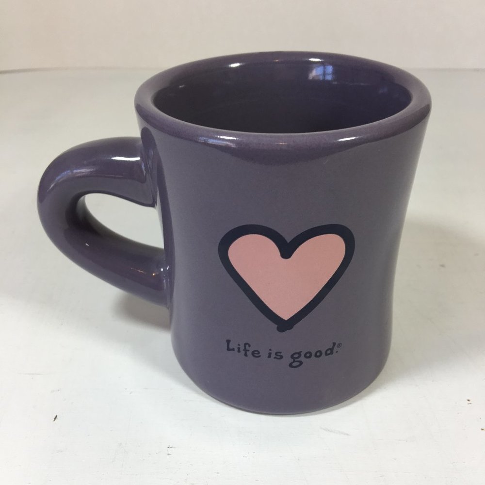 Life Is Good Purple Coffee Mug Cup Pink Heart Do What You Like Good Home
